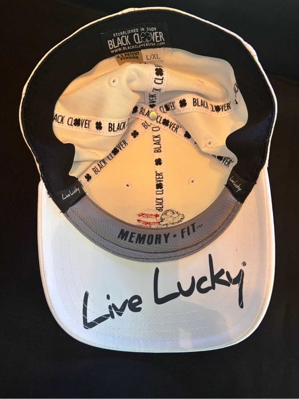 Live Lucky White/Black Memory-Fit Cap - L/XL